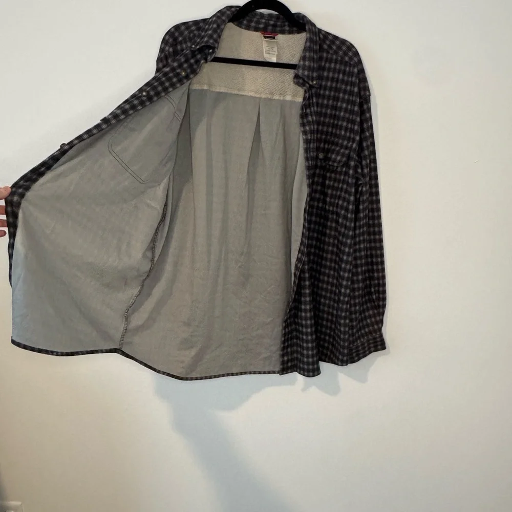 The North Face Plaid Button Down Shirt XL Gray Check Lightweight Flannel